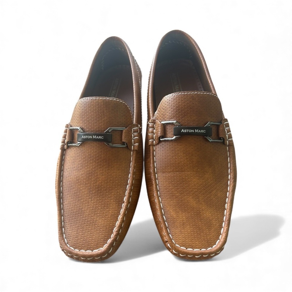 Aston Marc Mens Tan Leather Perforated Driving Moccasins Loafers‎ Shoes US 13 - Picture 2 of 9